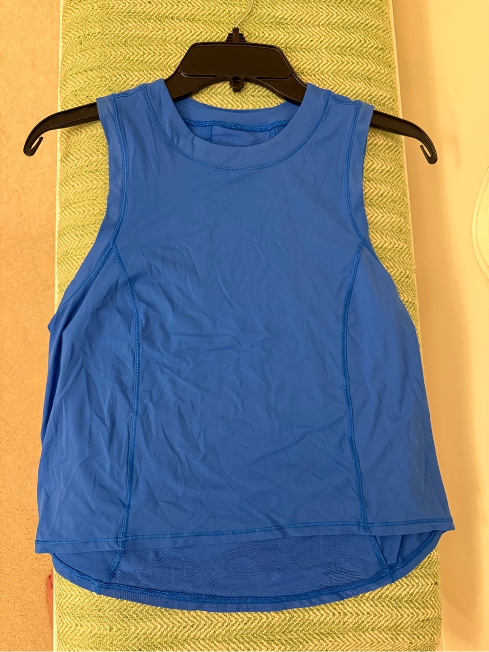 Women’s Blue Active Tank Top with Floral Mesh Style on the Back